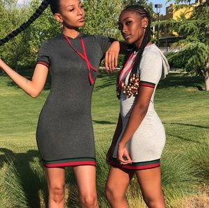 Dark gray & Light gray hooded dress